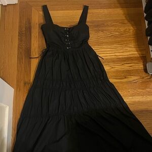 Nicholas black midi dress with lace-up detail, Size 6